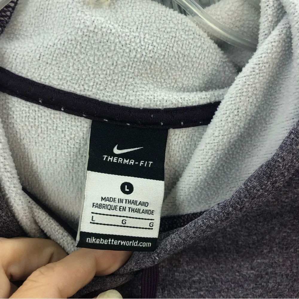 Nike Sweatshirt Womens Large Distressed Spellout Purple Kangaroo Pocket Hoodie